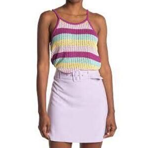 NWT BCBGENERATION Striped Halter Neck Open Knit Sweater Tank size xs